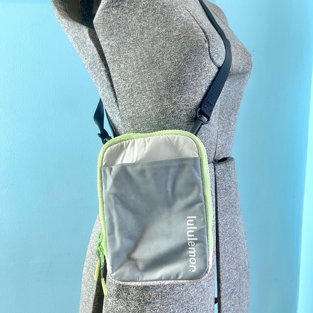 lululemon athletica Gray Crossbody with Lime Trim